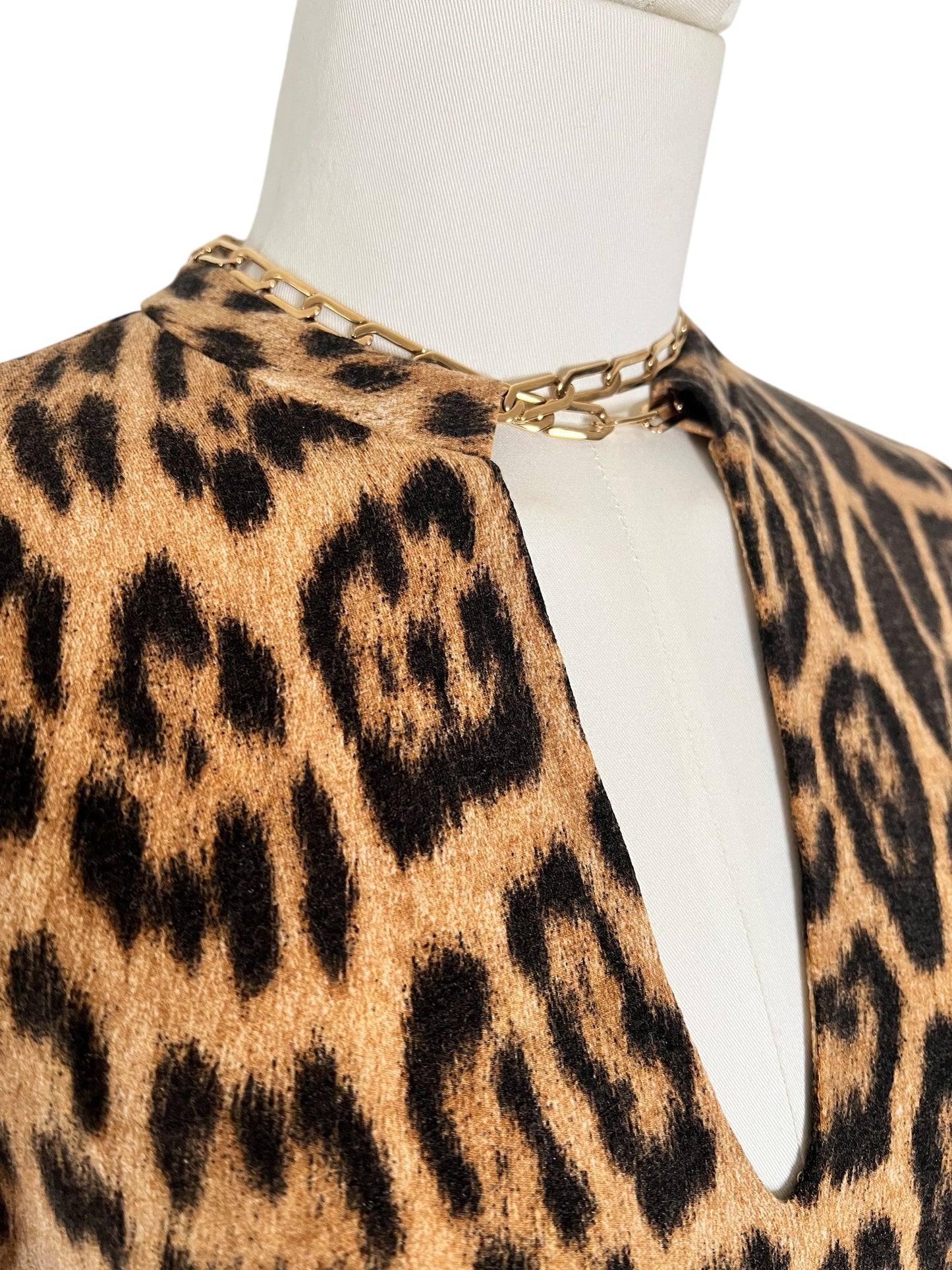 Roberto Cavalli cheetah print wool chain top