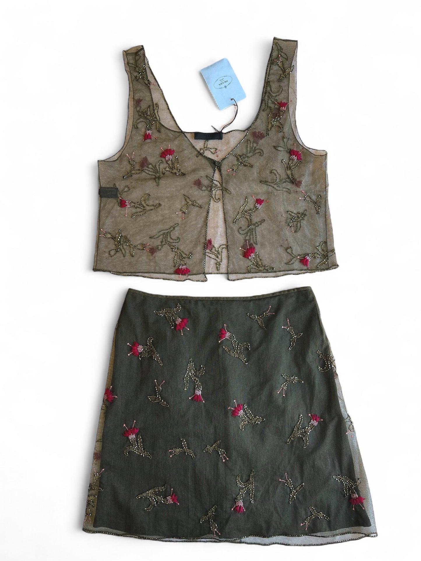 Prada FW1997 embroidered tulle ensamble