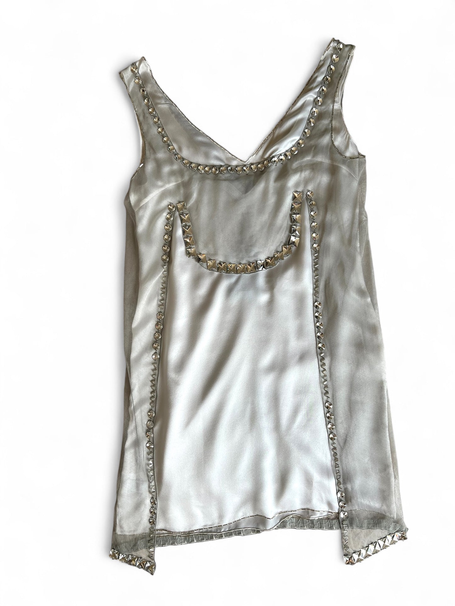 Prada FW 1997 embellished white mini dress