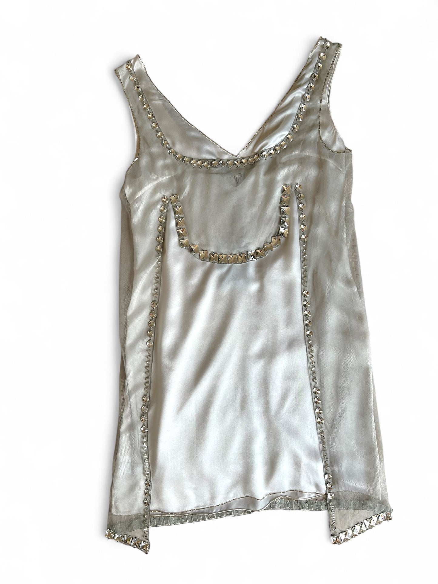 Prada FW 1997 embellished white mini dress