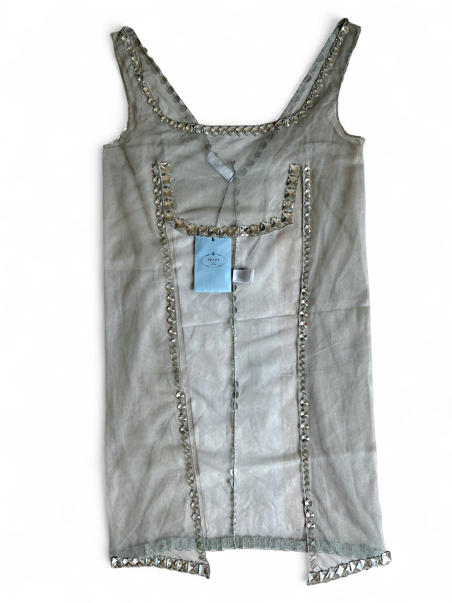 Prada FW 1997 embellished white mini dress