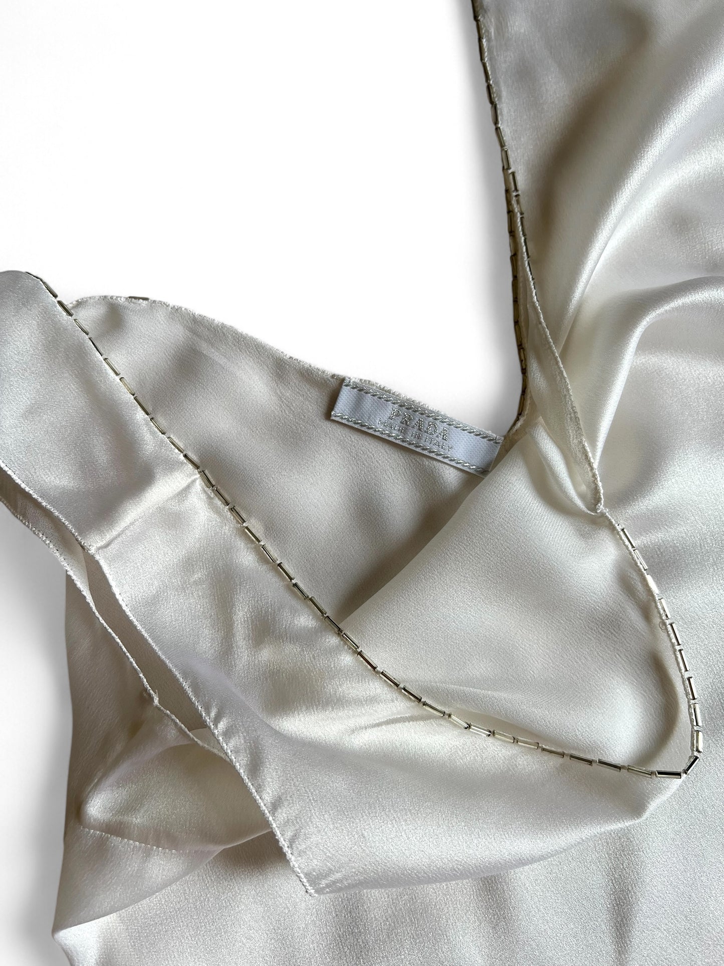 Prada FW 1997 embellished white mini dress
