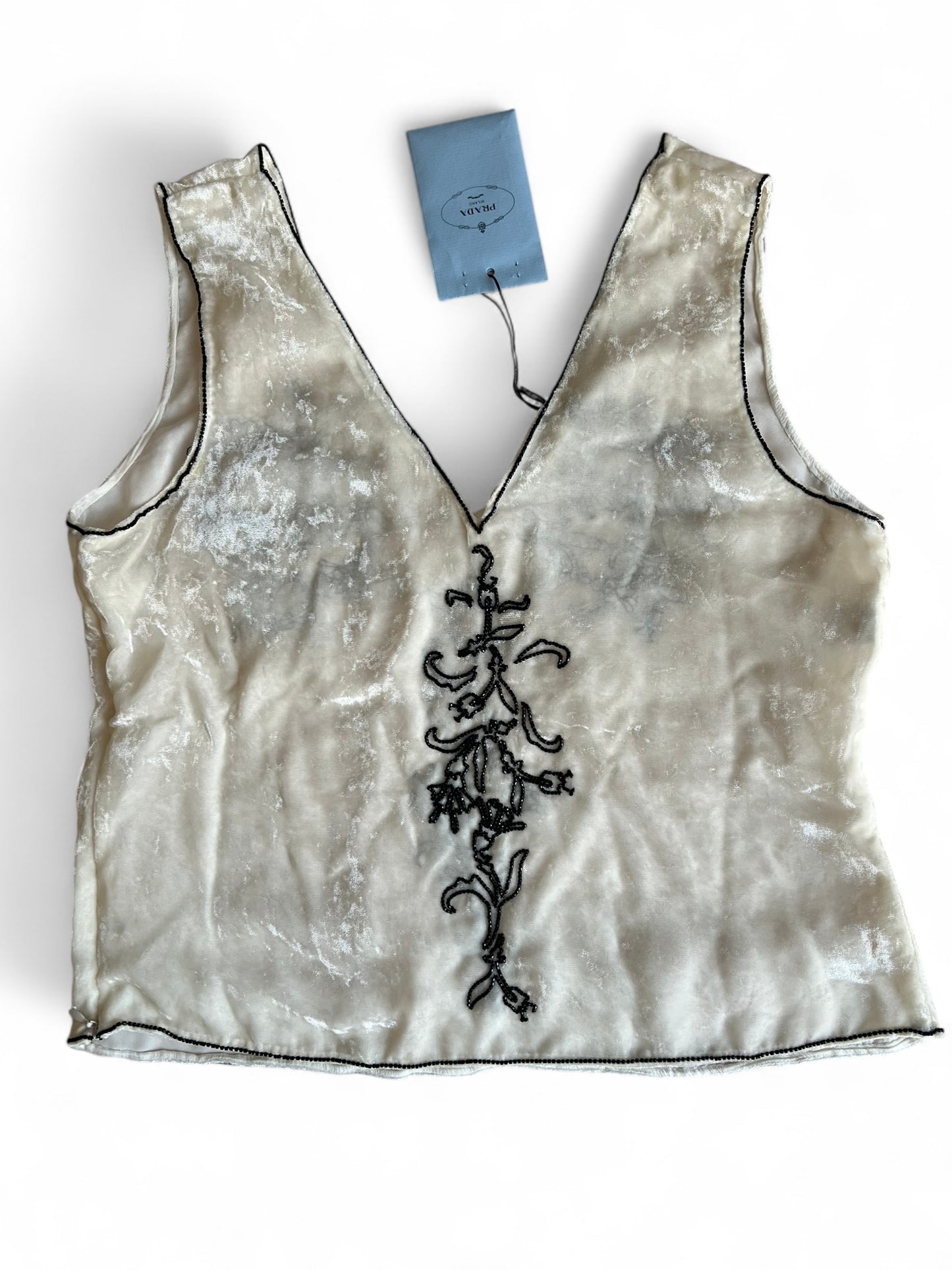 Prada FW1997 Beaded Chenille Embroidered Top