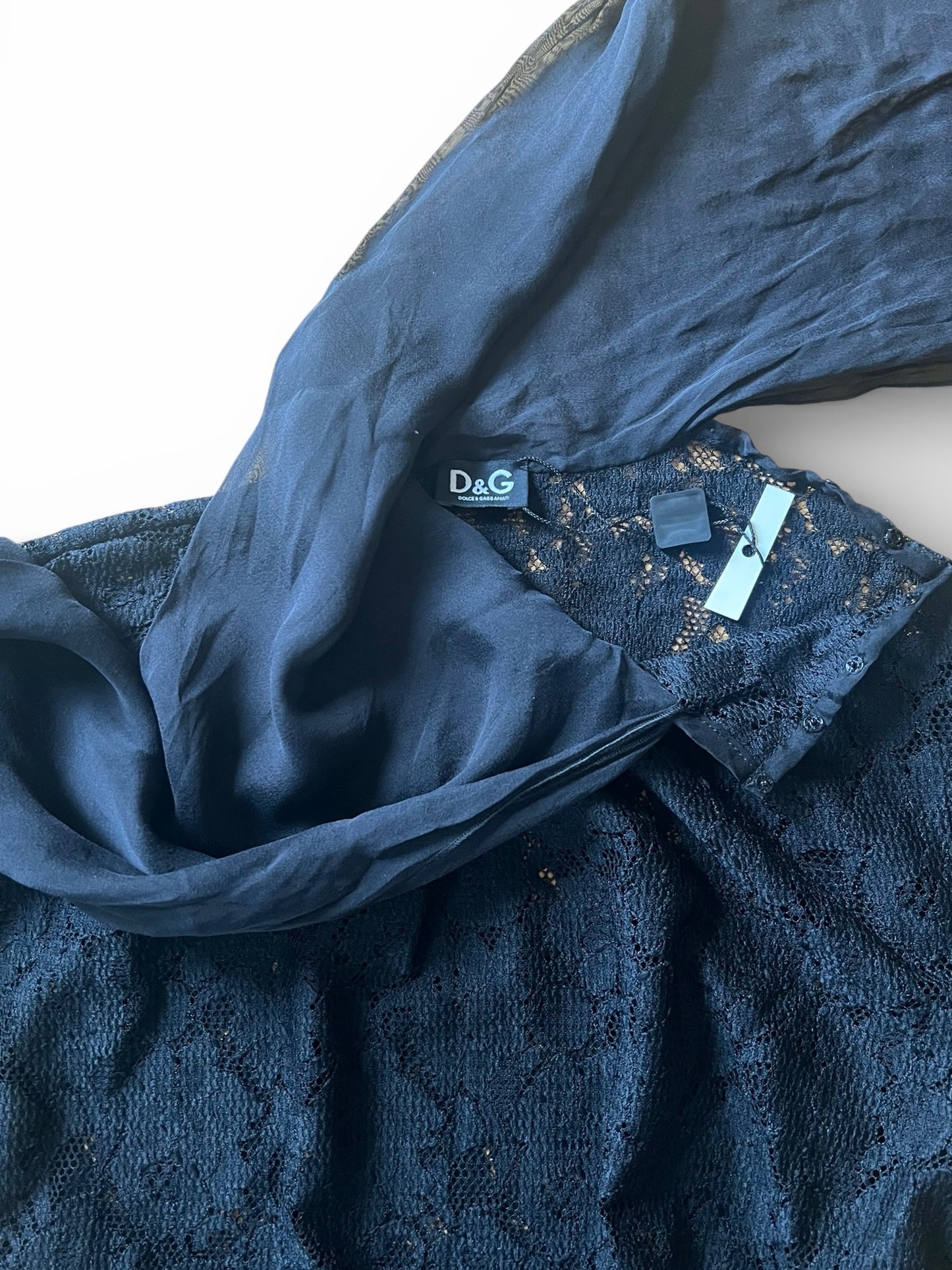 Dolce & Gabbana Vintage Lace Top with Tie-Neck