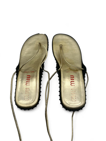 Miu Miu gold flip flops with bubble sole