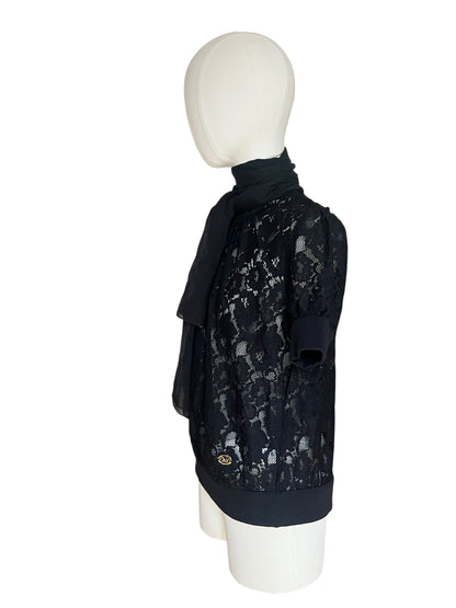 Dolce & Gabbana Vintage Lace Top with Tie-Neck