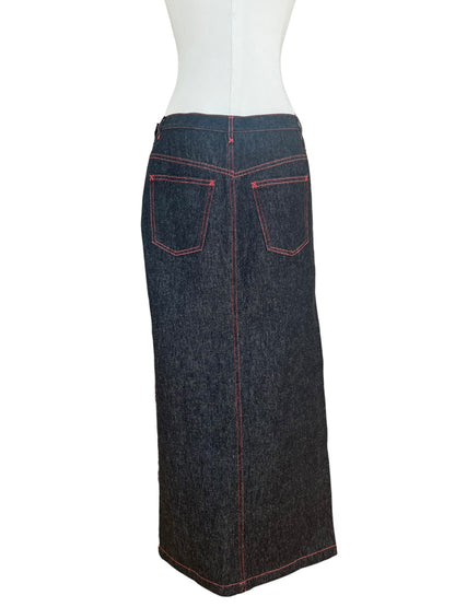 Dolce & Gabbana Vintage Tiger Print & Denim Maxi Skirt – Y2K Patchwork Animal Print Skirt – Made in Italy