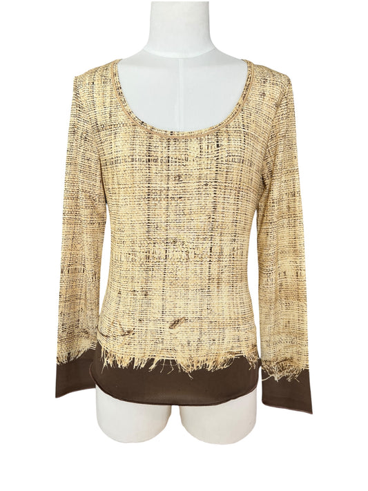 Roberto Cavalli Vintage Printed Long Sleeve Top trompe-l’œil / distressed fabric