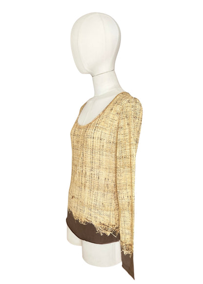 Roberto Cavalli Vintage Printed Long Sleeve Top trompe-l’œil / distressed fabric