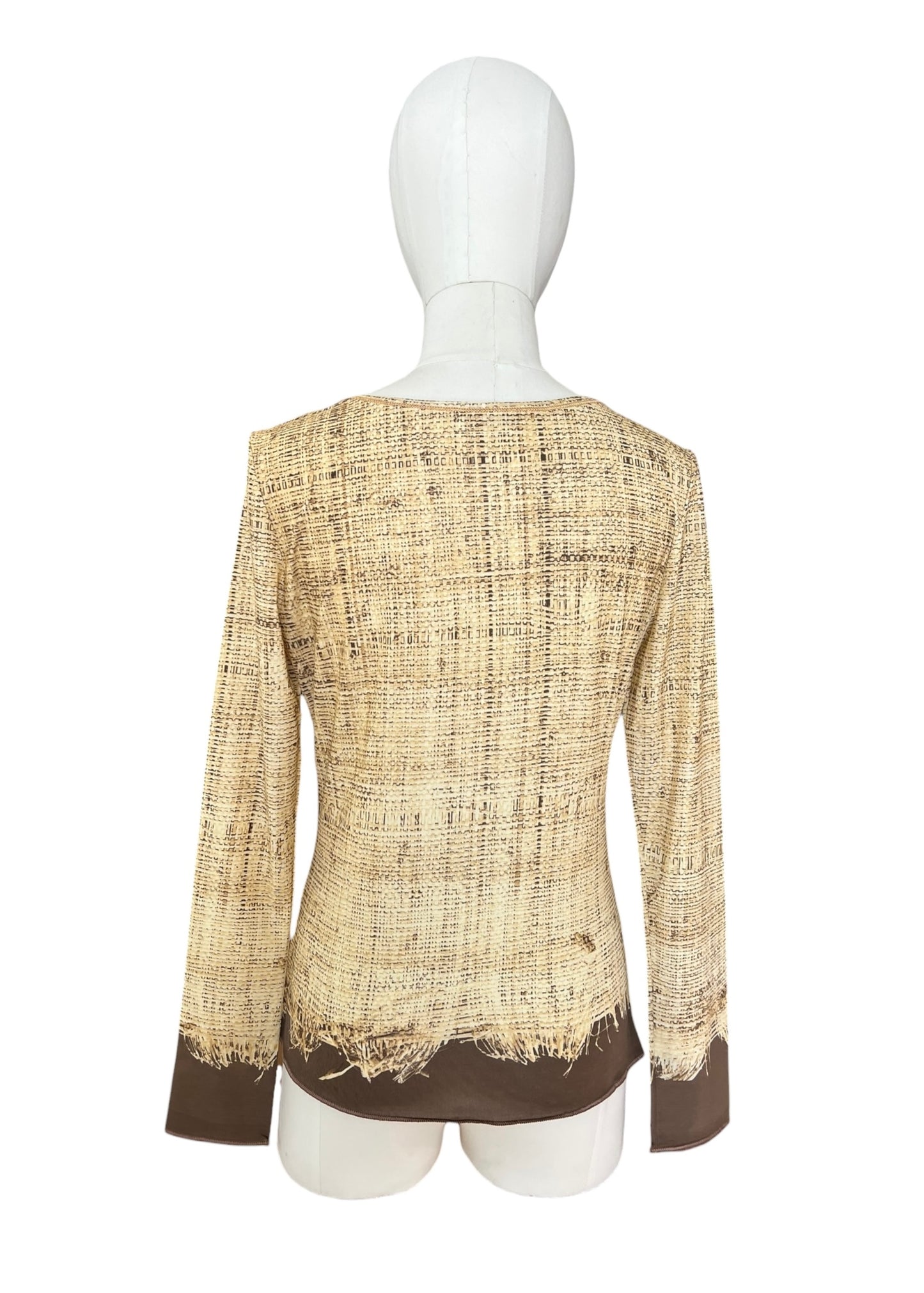 Roberto Cavalli Vintage Printed Long Sleeve Top trompe-l’œil / distressed fabric