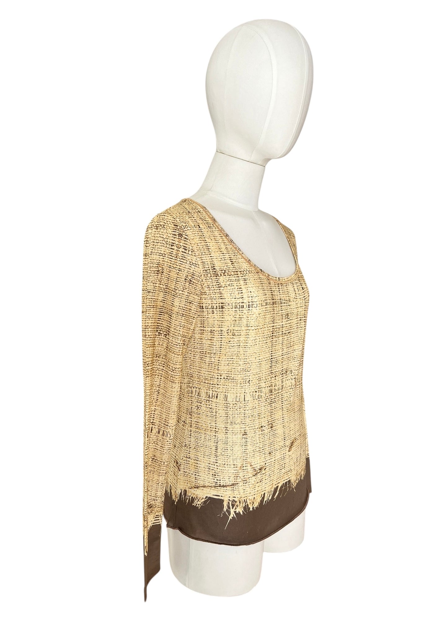 Roberto Cavalli Vintage Printed Long Sleeve Top trompe-l’œil / distressed fabric