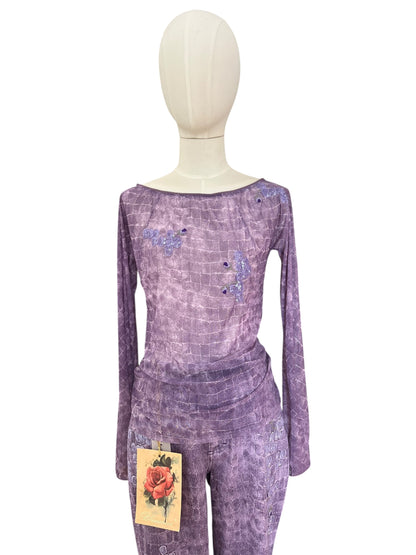Blumarine Vintage Crocodile Print Two Piece Set – Y2K Embellished Top & Pants – Made in Italy