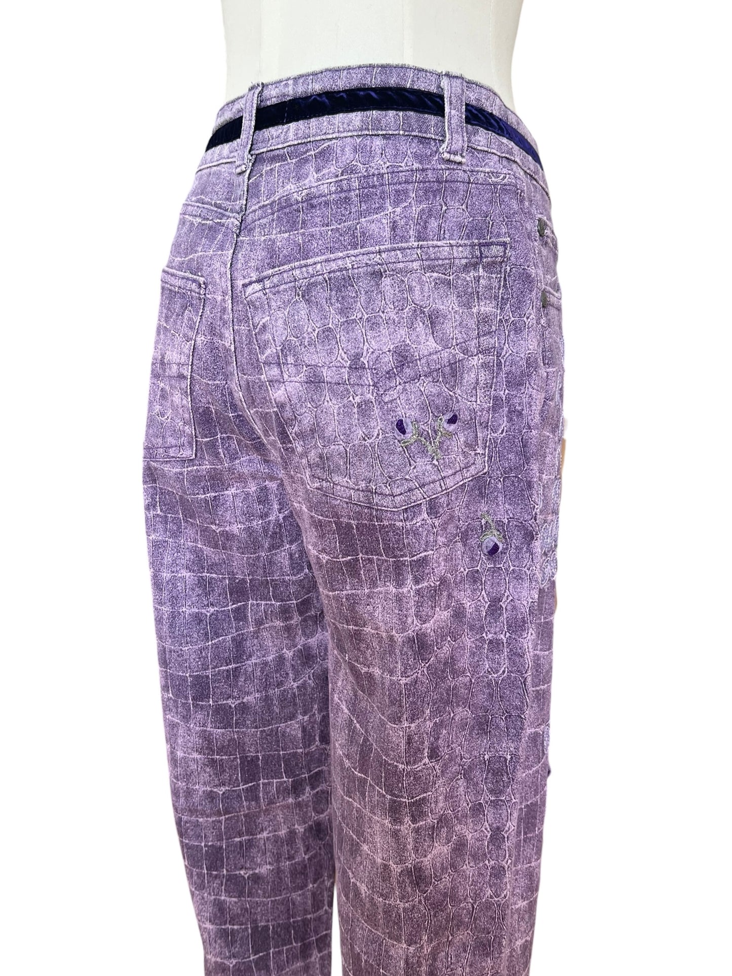 Blumarine Vintage Crocodile Print Two Piece Set – Y2K Embellished Top & Pants – Made in Italy