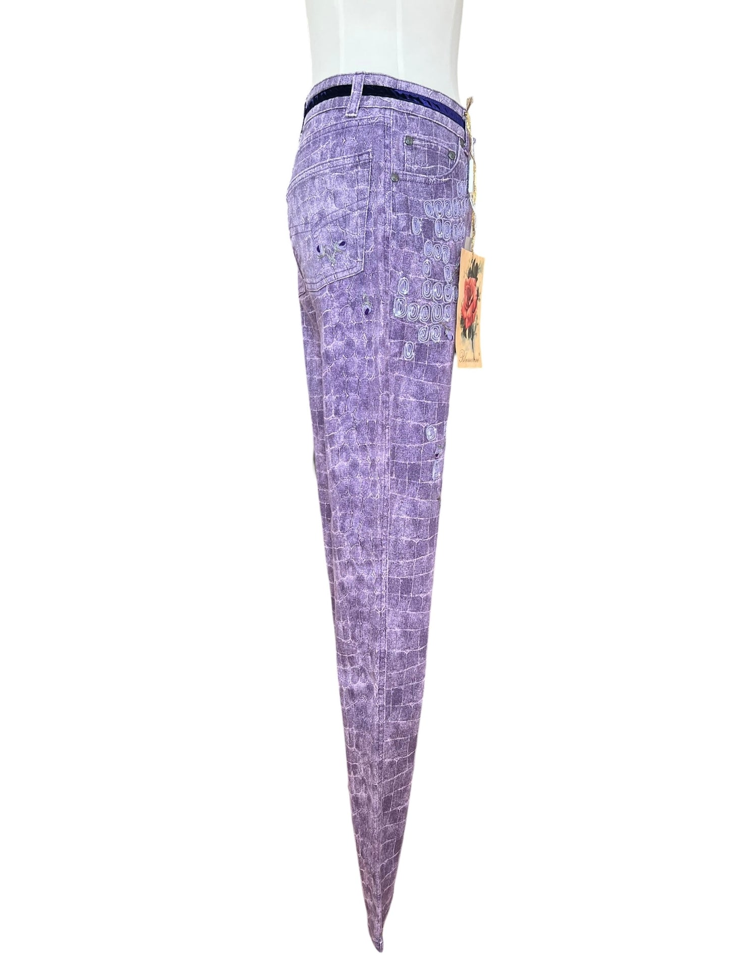 Blumarine Vintage Crocodile Print Two Piece Set – Y2K Embellished Top & Pants – Made in Italy