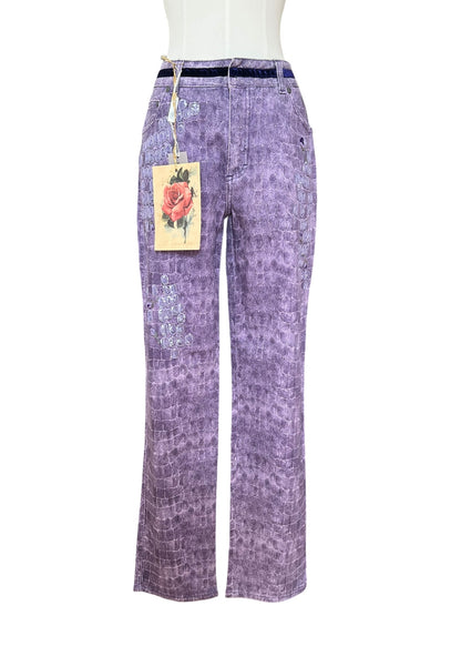 Blumarine Vintage Crocodile Print Two Piece Set – Y2K Embellished Top & Pants – Made in Italy