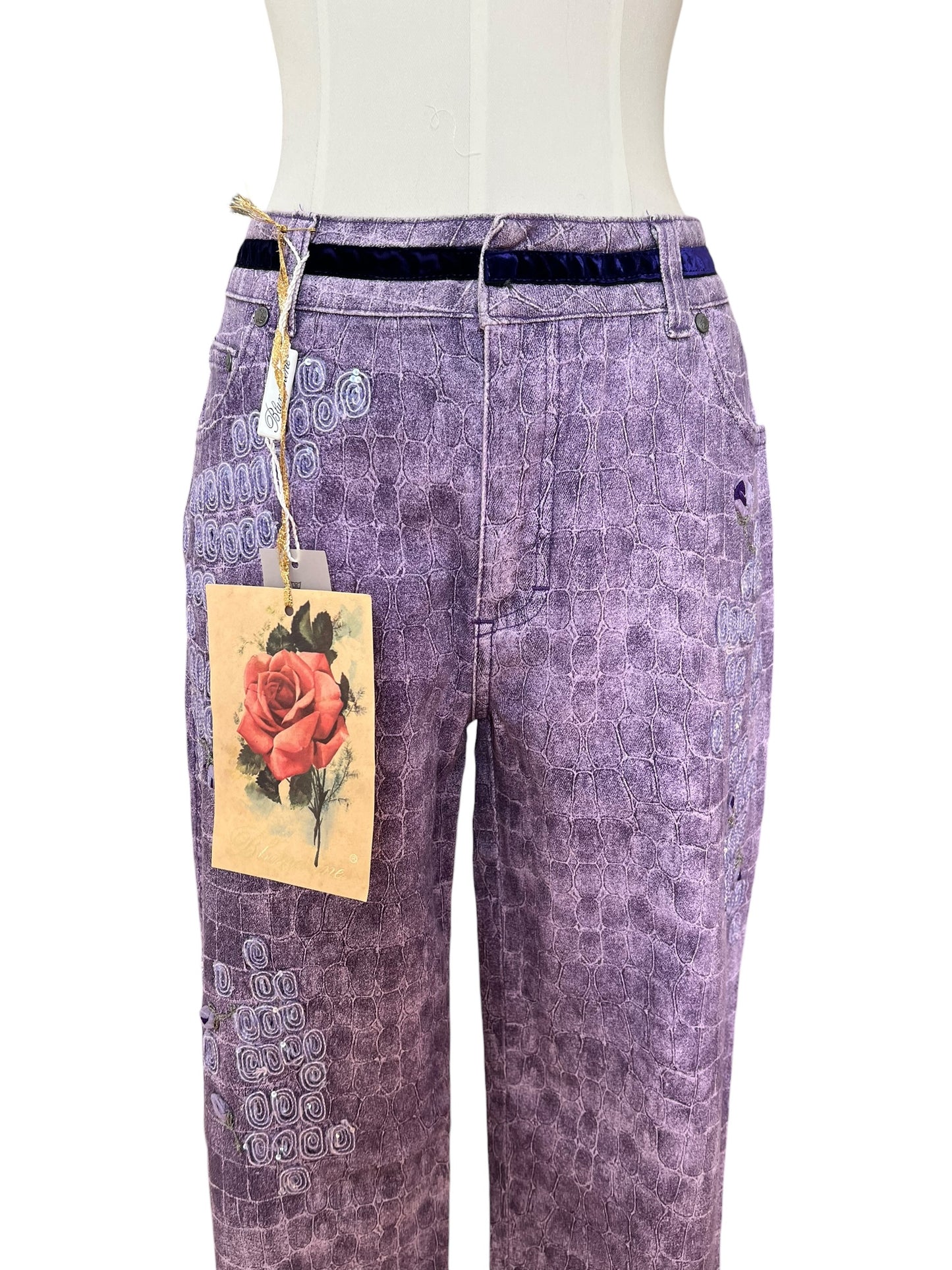 Blumarine Vintage Crocodile Print Two Piece Set – Y2K Embellished Top & Pants – Made in Italy