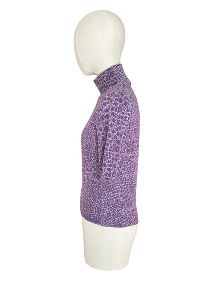 Blumarine vintage  Knit Top – Purple Croc Print Turtleneck