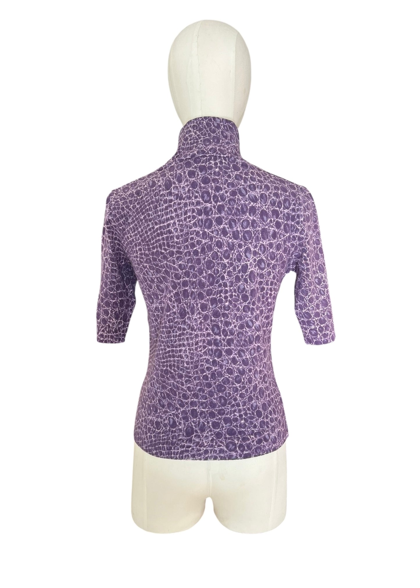 Blumarine vintage  Knit Top – Purple Croc Print Turtleneck