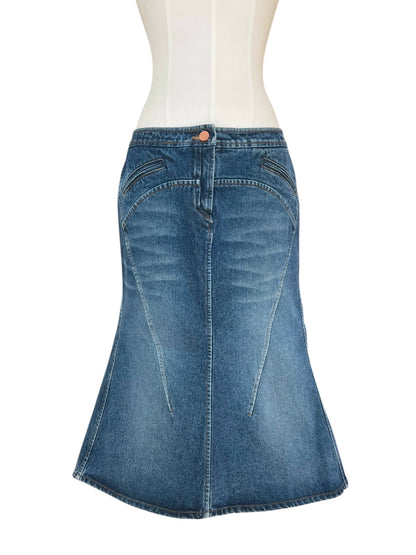 Roberto Cavalli  Denim Skirt | Y2K Low Rise Mermaid Jean Skirt