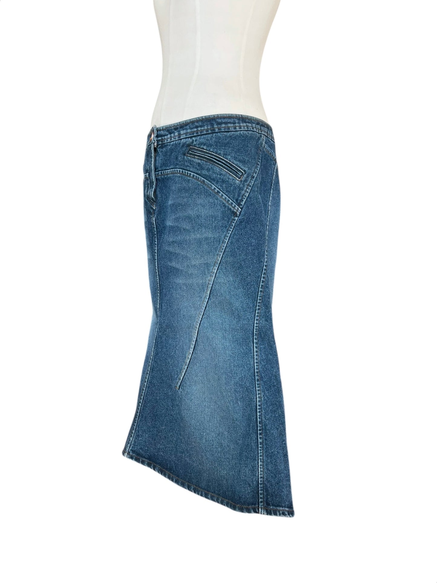 Roberto Cavalli  Denim Skirt | Y2K Low Rise Mermaid Jean Skirt