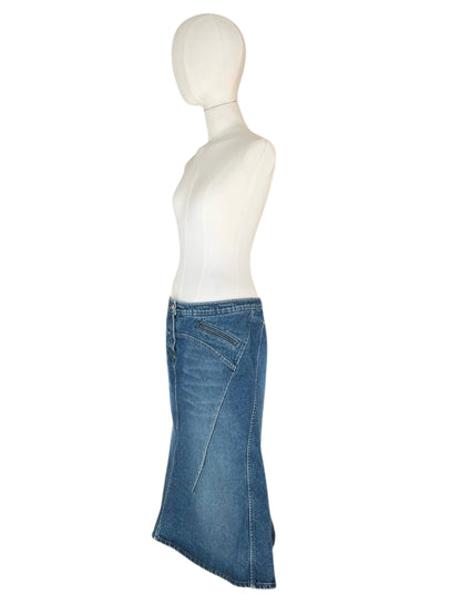 Roberto Cavalli  Denim Skirt | Y2K Low Rise Mermaid Jean Skirt