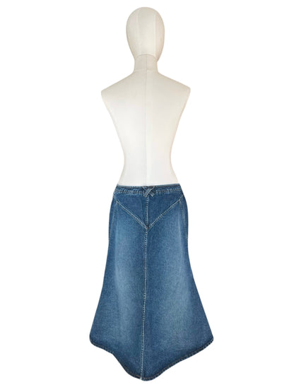 Roberto Cavalli  Denim Skirt | Y2K Low Rise Mermaid Jean Skirt