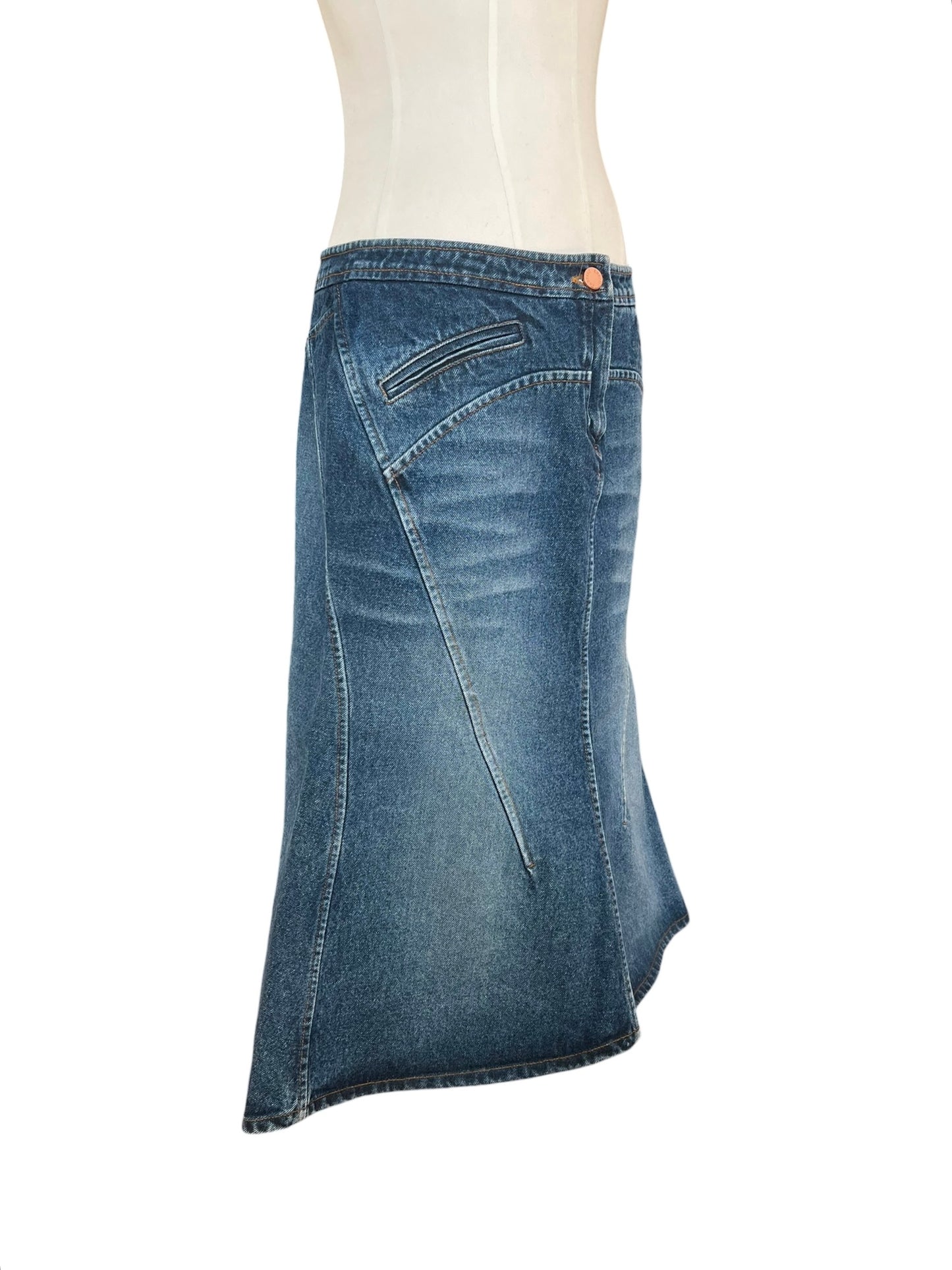 Roberto Cavalli  Denim Skirt | Y2K Low Rise Mermaid Jean Skirt