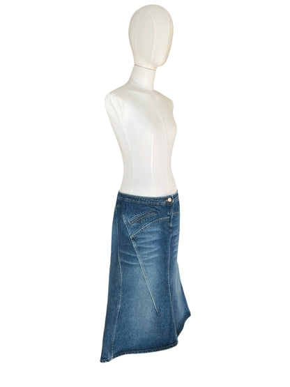 Roberto Cavalli  Denim Skirt | Y2K Low Rise Mermaid Jean Skirt