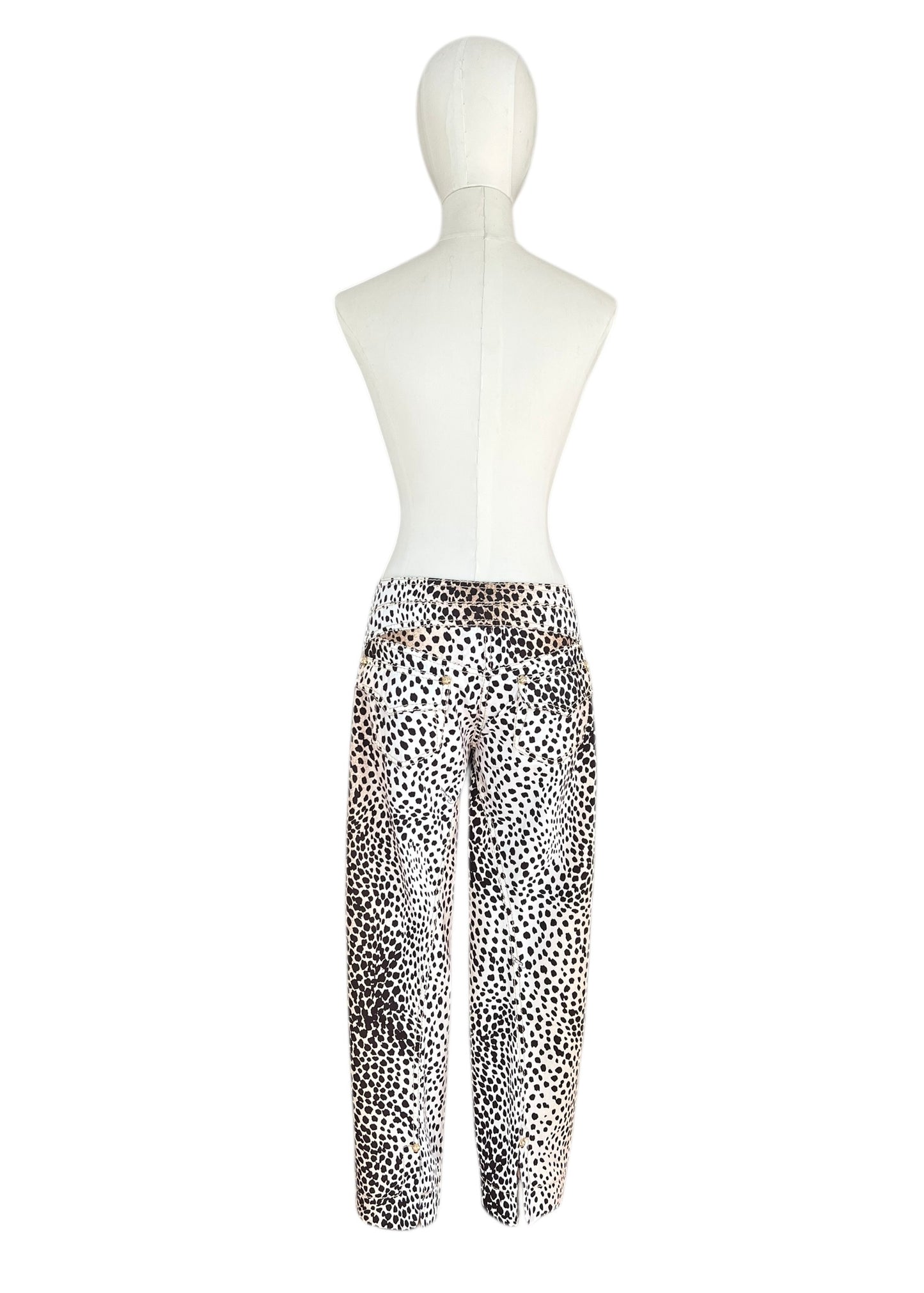 Roberto Cavalli Leopard Print Cropped Pants with RC Jewel Belt Buckle | Y2K Designer Animal Print Trousers