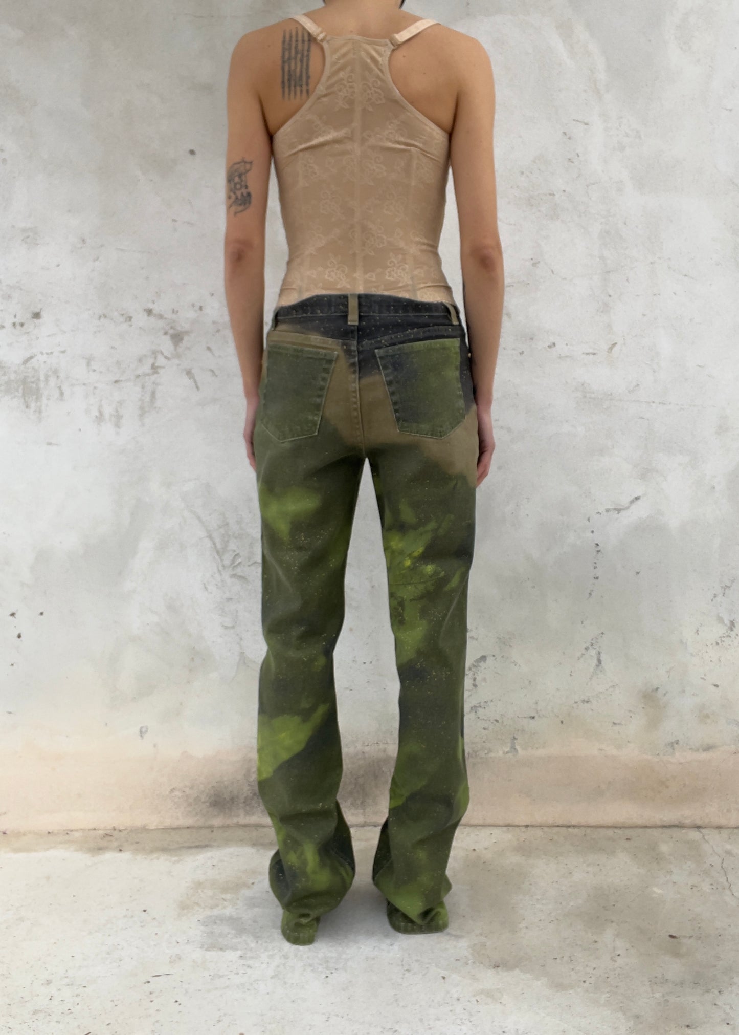 Roberto Cavall igreen  leaf printed pants