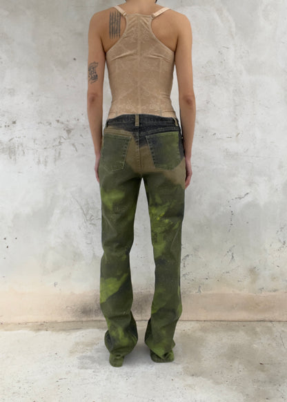 Roberto Cavall igreen  leaf printed pants