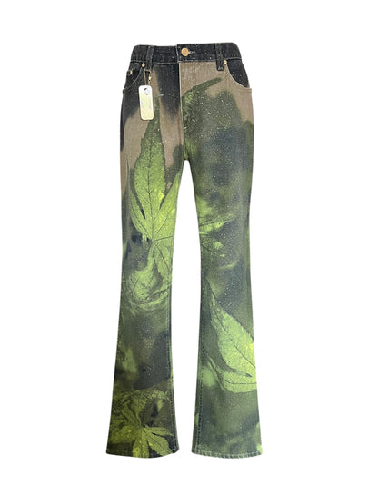 Roberto Cavall igreen  leaf printed pants