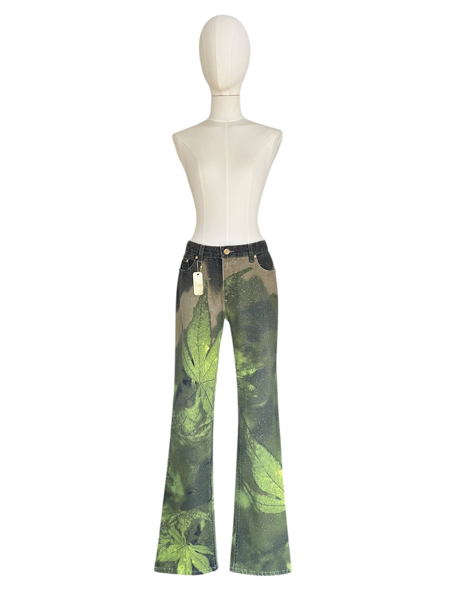 Roberto Cavall igreen  leaf printed pants
