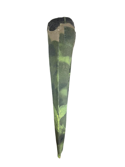 Roberto Cavall igreen  leaf printed pants