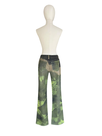 Roberto Cavall igreen  leaf printed pants
