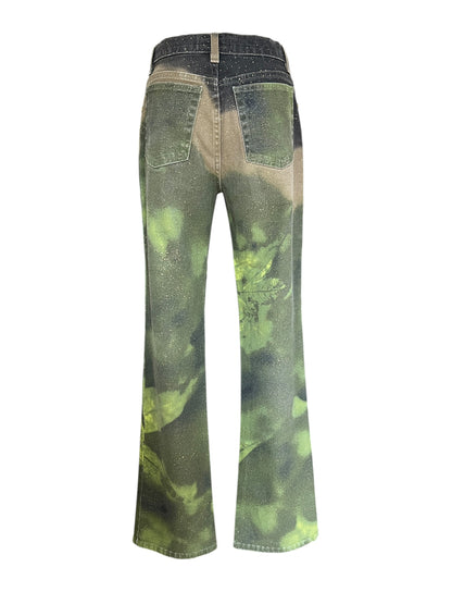Roberto Cavall igreen  leaf printed pants