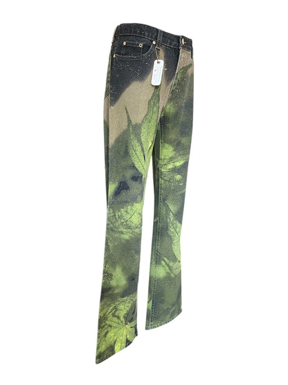 Roberto Cavall igreen  leaf printed pants