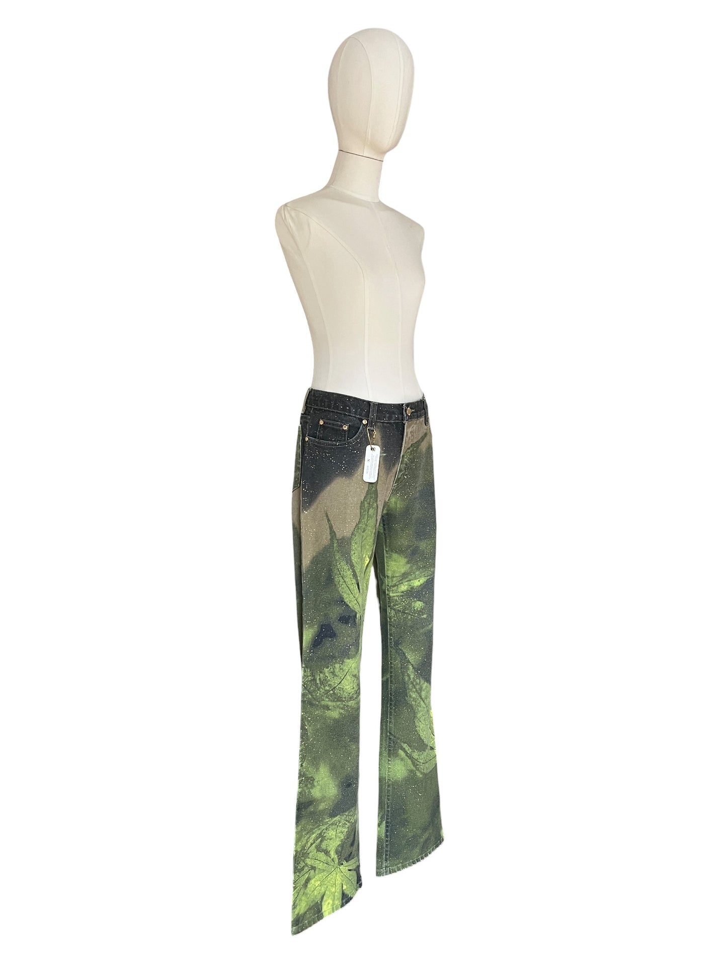 Roberto Cavall igreen  leaf printed pants