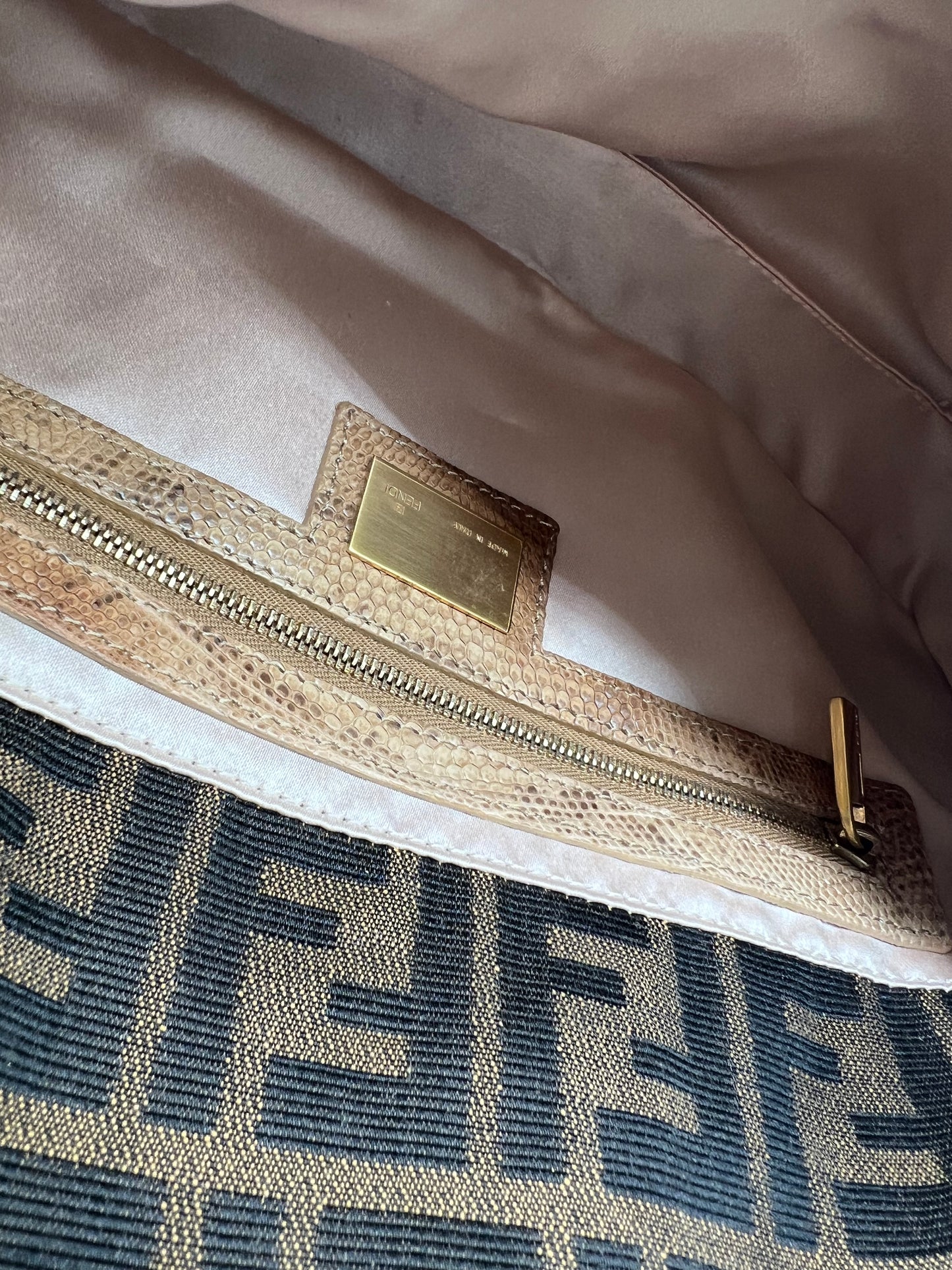 Fendi brown gold baguette bag