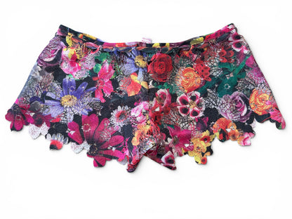 Pin Up Stars Luxury Floral Lace  Cover Up | Multicolor Macramé Beach Shorts