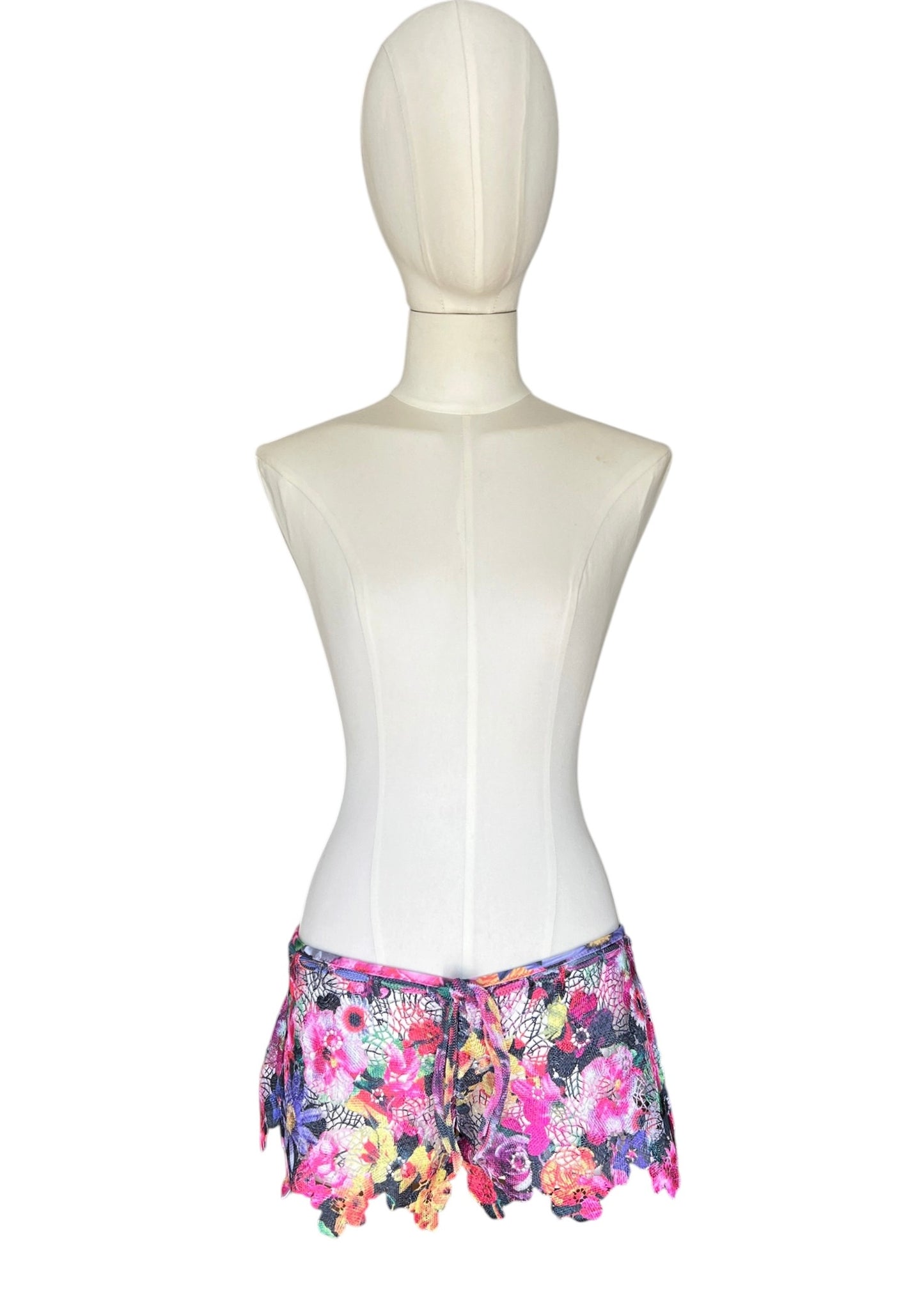 Pin Up Stars Luxury Floral Lace  Cover Up | Multicolor Macramé Beach Shorts