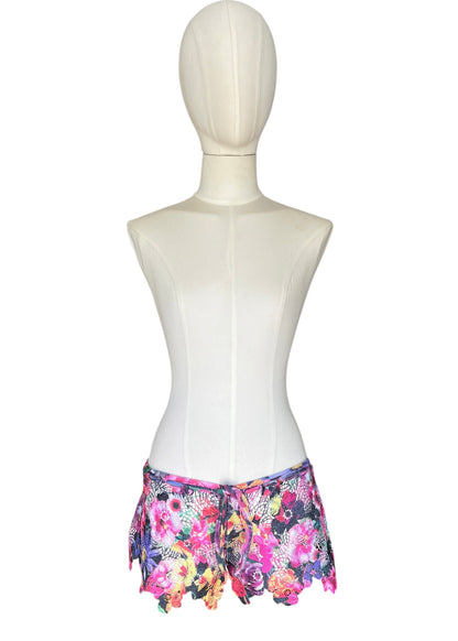 Pin Up Stars Luxury Floral Lace  Cover Up | Multicolor Macramé Beach Shorts