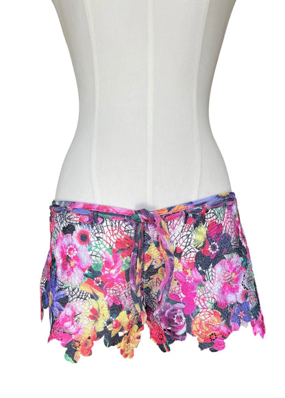 Pin Up Stars Luxury Floral Lace  Cover Up | Multicolor Macramé Beach Shorts