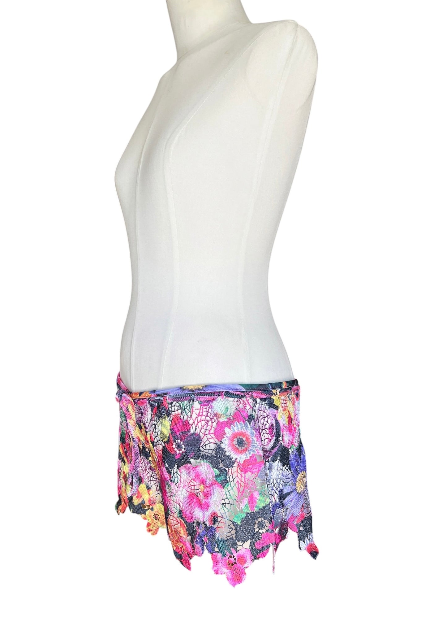 Pin Up Stars Luxury Floral Lace  Cover Up | Multicolor Macramé Beach Shorts