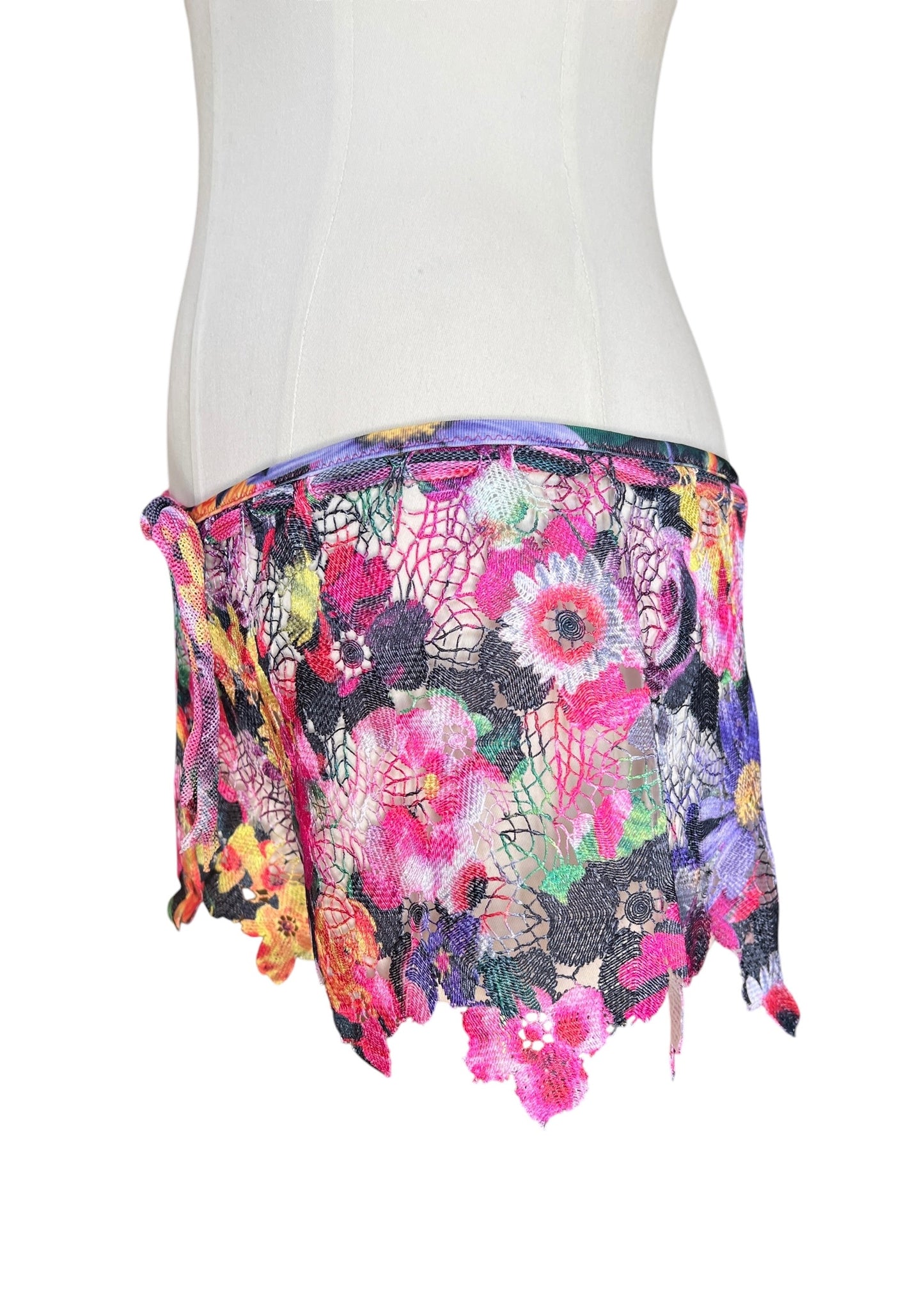 Pin Up Stars Luxury Floral Lace  Cover Up | Multicolor Macramé Beach Shorts