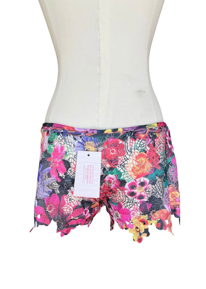 Pin Up Stars Luxury Floral Lace  Cover Up | Multicolor Macramé Beach Shorts