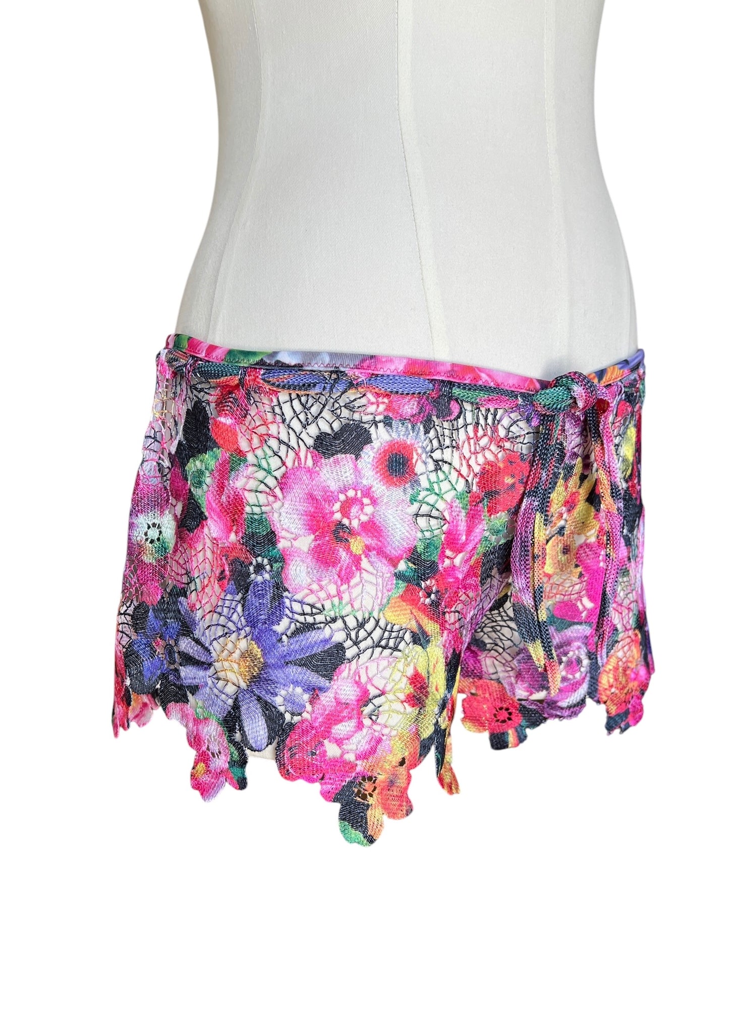 Pin Up Stars Luxury Floral Lace  Cover Up | Multicolor Macramé Beach Shorts