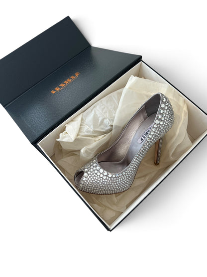 Le Silla Limited Edition 15/50 Crystal Le Silla Limited Edition 15/50 Crystal Peep Toe Pumps | Crystal Embellished High Heels Made in Italy | Luxury Bridal Shoes EU 37