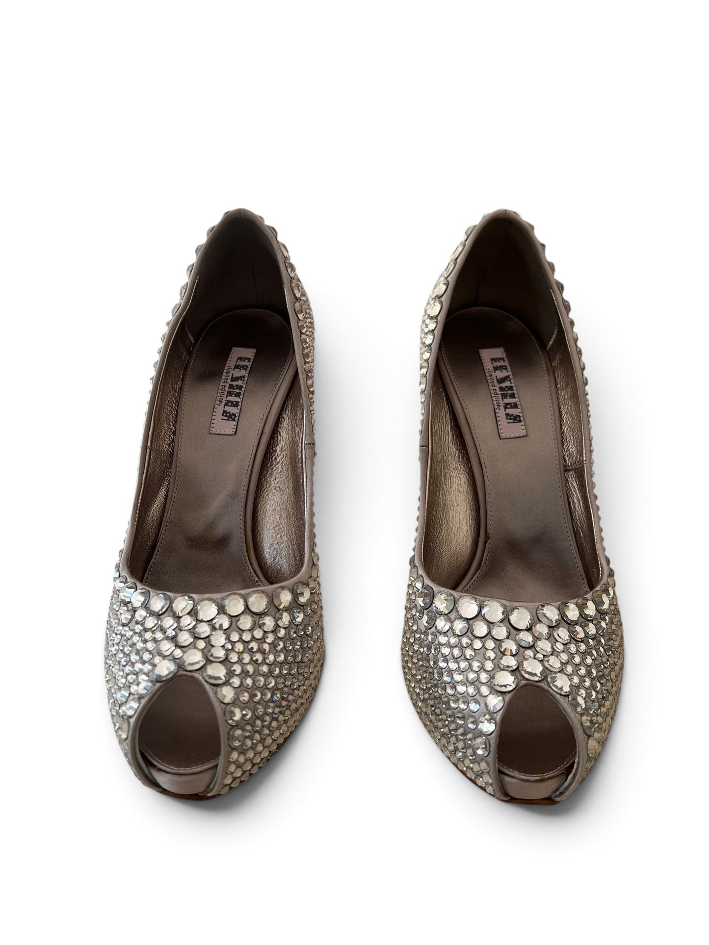 Le Silla Limited Edition 15/50 Crystal Le Silla Limited Edition 15/50 Crystal Peep Toe Pumps | Crystal Embellished High Heels Made in Italy | Luxury Bridal Shoes EU 37