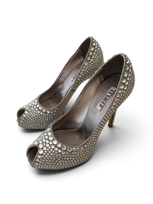 Le Silla Limited Edition 15/50 Crystal Le Silla Limited Edition 15/50 Crystal Peep Toe Pumps | Crystal Embellished High Heels Made in Italy | Luxury Bridal Shoes EU 37